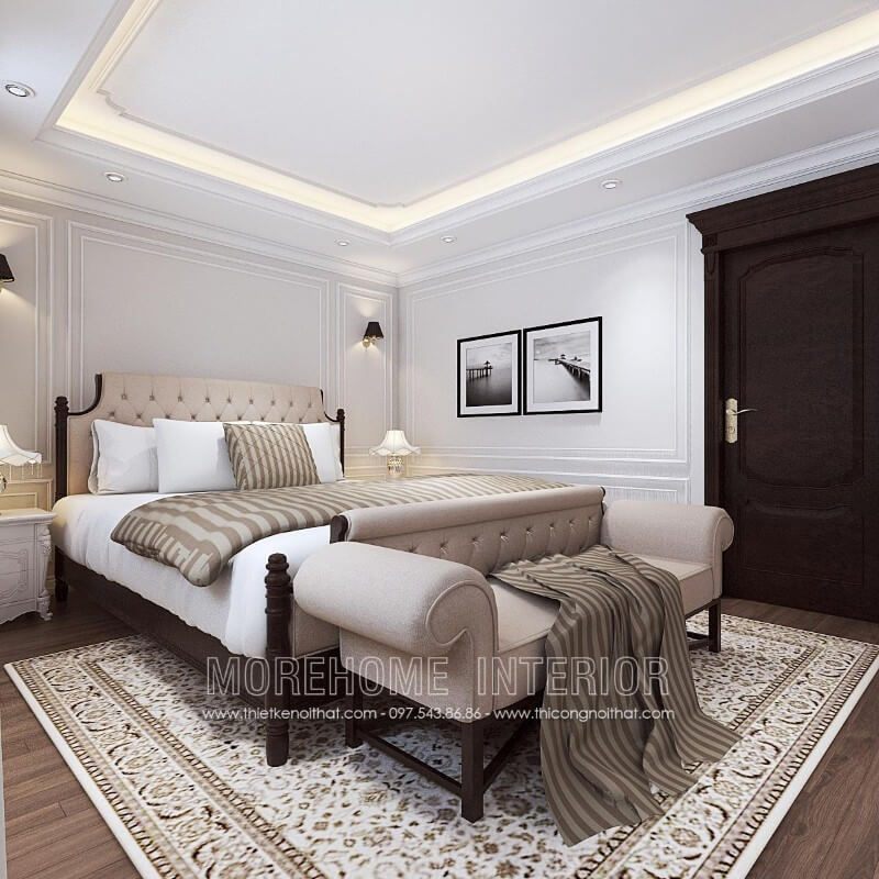 Thiết kế giường ngủ tân cổ điển cho căn hộ chung cư cao cấp